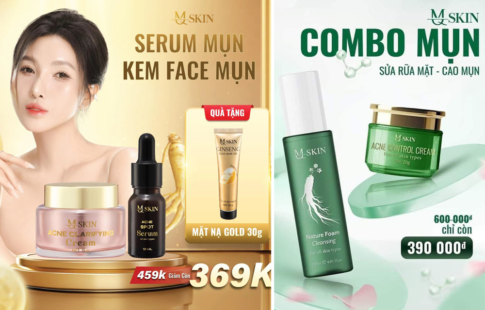 Combo kem cao mụn và serum mụn sâm vàng MQ Skin