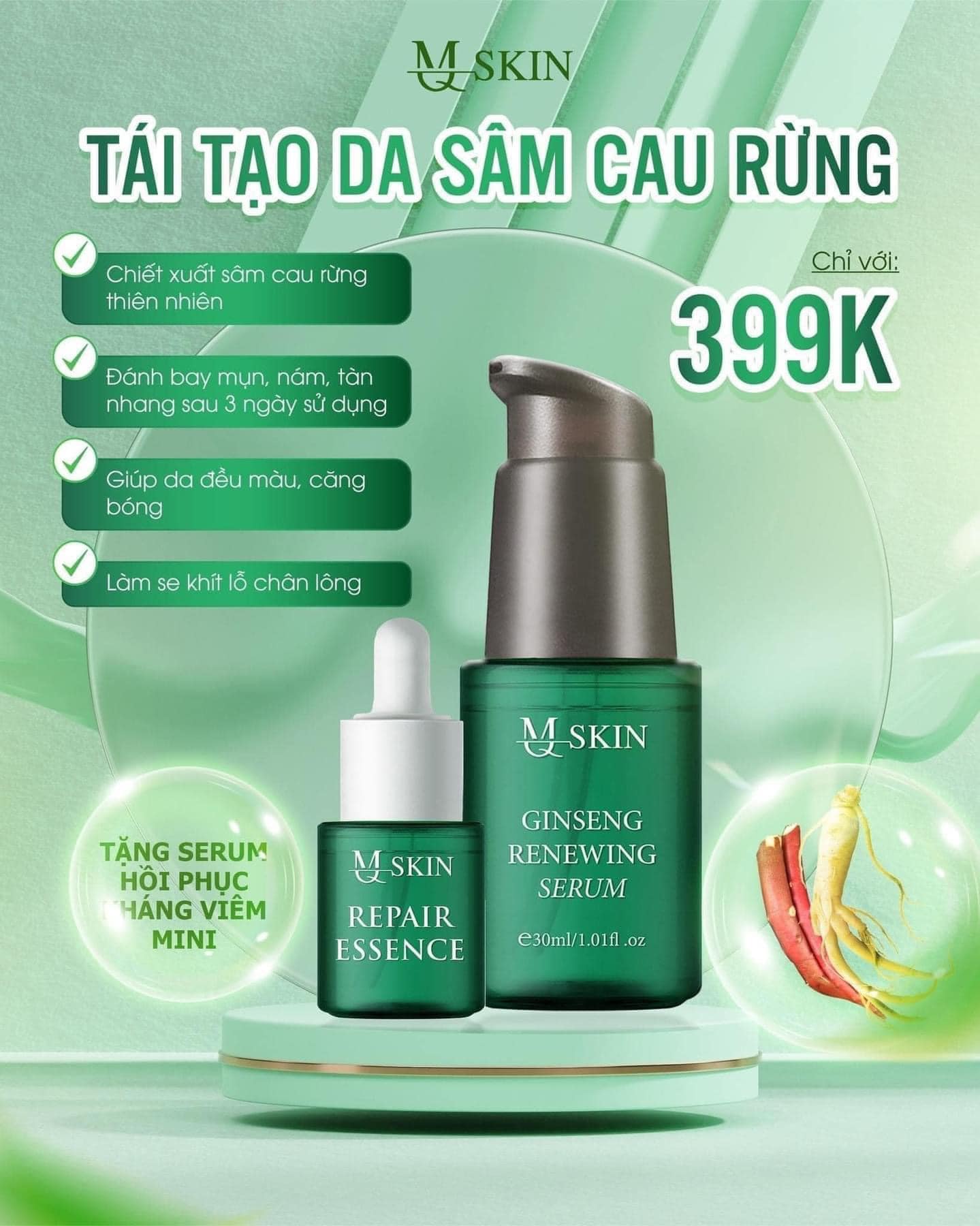 Tái tạo da sâm cau rừng MQ Skin - Ginseng Renewing Serum MQSkin